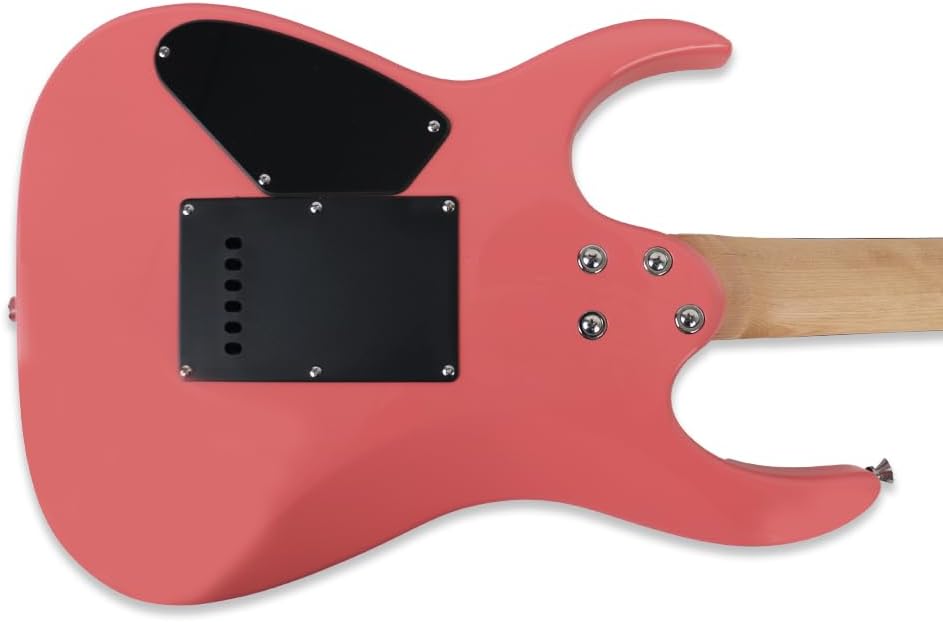 Electric guitar full size 24F single tremolo HSH pickups maple neck phoenix body 25.5inch scale length pink color dot inlay 1V 1T 5ways toggle for starter beginner party show(PK)