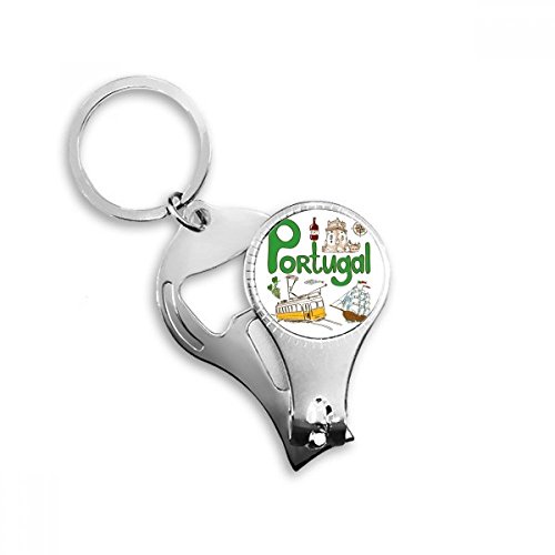 Portugal National Symbol Landmark Pattern Nail Nipper Ring Key Chain Bottle Opener Clipper