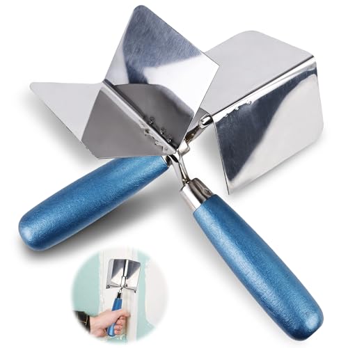 TOATELU Truelle d'angle Inoxydable: 2 pièces Truelle d'angle 80 x 60 mm, Truelle de plâtrier et de Remplissage d'angle avec poignée Souple pour Les Angles...