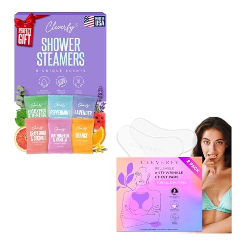 Cleverfy Beauty Bundle - 6 Pack Shower Steamers and 2 Pack TShape Silicone Chestpads