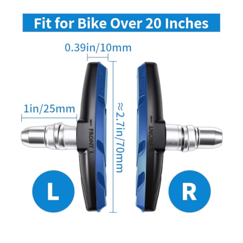 Image of Chooee Bike V-Brake Pads, Bicycle 70mm Brake Blocks Set, 2 Pairs Universal Brake Shoes
