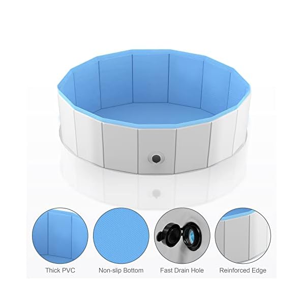 Niubya-Foldable-Dog-Pool-Collapsible-Hard-Plastic-Dog-Swimming-Pool-Portable-Bath-Tub-for-Pets-Dogs-and-Cats-Pet-Wading-Pool-for-Indoor-and-Outdoor-32-x-8-Inches Niubya Foldable Dog Pool - Portable Collapsible Swimming Pool for Pets
