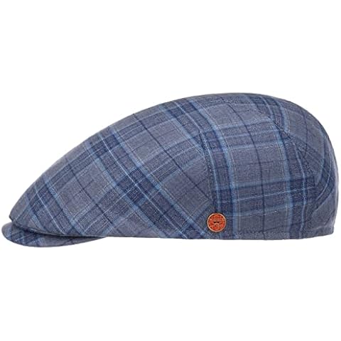 Mayser Sidney Light Flat Cap Men - Made in The EU Ivy hat with Peak, Lining Spring-Summer - 59 cm Blue Cover
