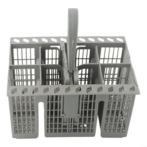 ComfyHarbor Cesta de cubiertos para lavavajillas compatible con Bauknecht para Hotpoint para Ignis reemplaza C00257140 488000386607 386607 257140 Mango redondo desmontable de plástico gris