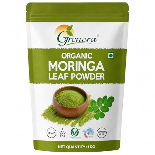 Image of Grenera Organic Moringa Leaf Powder 1 kg, Drumstick Leaf Powder, Pure Shigru for Healthy Life, Organic Certified, No Chemicals or Preservatives