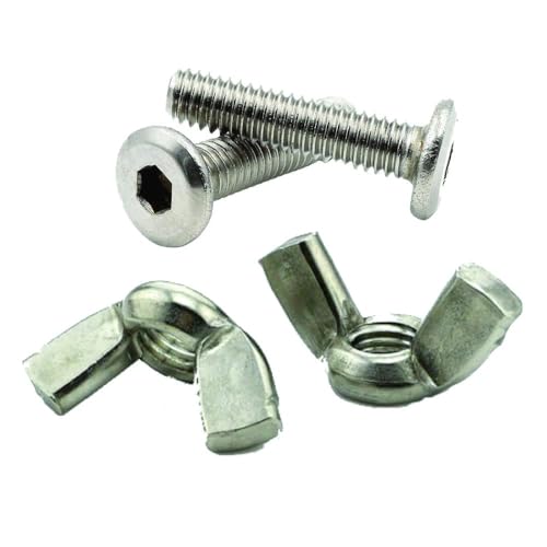Image of Rely⇒VP INDUSTRIES (Combo Set -10 Pcs) M8x35 mm Allen JCB Screw with M8 Wing Nut Internal Thread With Allen Key 1 Pc | Fastener for Joining Wood Boards, Cabinets, Cupboards,Chairs & Beds