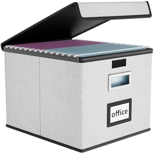 File Organizer Box with Lids, Collapsible File Folder Organizer