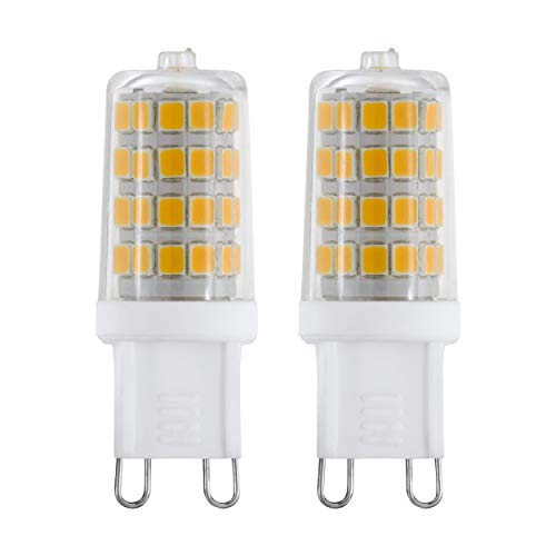 EGLO Lot de 2 ampoules à broche LED G9, lampes crayon, 3 watts chacune (équivalent 30 watts), 320 lumens, blanc neutre, 4000 Kelvin, Ø 1,6 cm