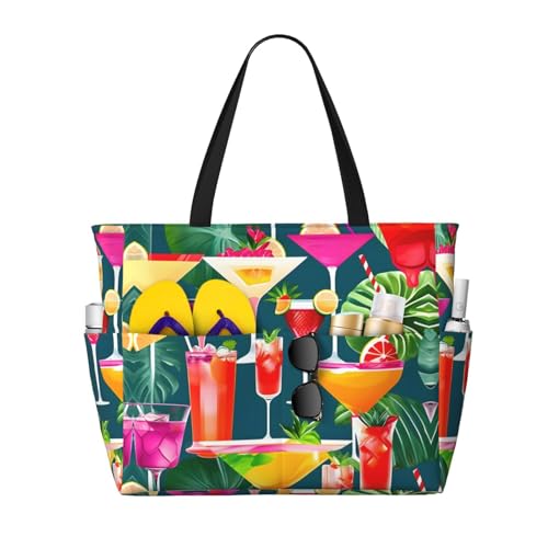 Grand sac de voyage étanche et fourre-tout chic imprimé cocktail