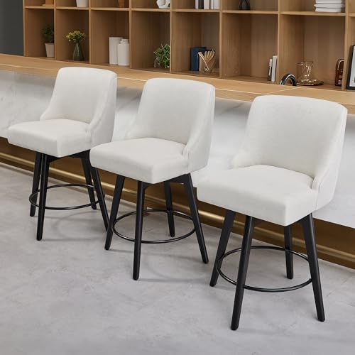 Image of 26 inch Counter Height Swivel Bar Stools, Set of 4, Cream