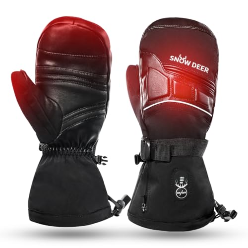 SNOW DEER Heated Mittens for Men and Women Waterproof Ski