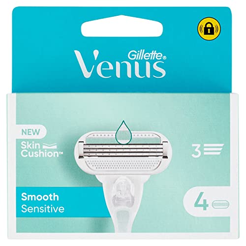 Gillette Venus Deluxe Smooth Sensitive Shaver Refills for Women, Pack of 4, 5 Blades for Delicate and Durable Shaving