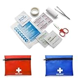 Kit Primo soccorso Forbicine Pinzette Cerotti Garza Tampone Astuccio Rosso Zip