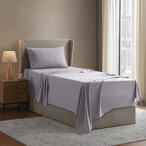Image of Nestl Twin Bed Sheet Set - Grey Lavender - 3-Piece Deep Pocket | Instantly Soft, Night-One Ready (No Wash Required). Fits 16-Inch Deep Pockets, 360-Degree Elastic Grip