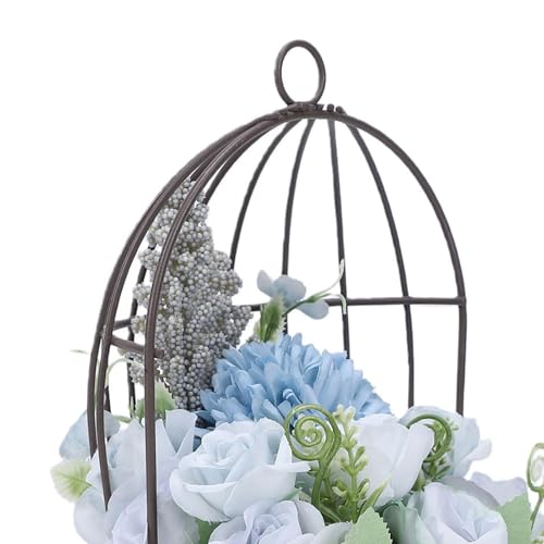 Annadue Vogelkäfig- Blumentopf mit Glatter Oberfläche | Dekorativer Blumentopfhalter für Hochzeitsfeste (5- zackiges Rosenblau)-9