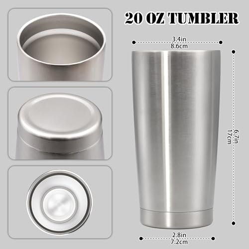 Eyasure 20 oz Tumbler with lid Double Wall Vacuum Insulated Tumblers Stainless Steel Coffee Mug Travel Coffee Tumbler Powder Coated Tumbler Cup Keep Hot&Cold - (Stainless 1 Pack)