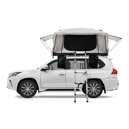 Tienda CampañA Techo Duro para Camping, Tienda CampañA Impermeable con Techo Corredizo, Tienda CampañA En La Azotea, CamióN, SUV Tienda CampañA En La Azotea con Escalera Y Luz Solar Emergencia