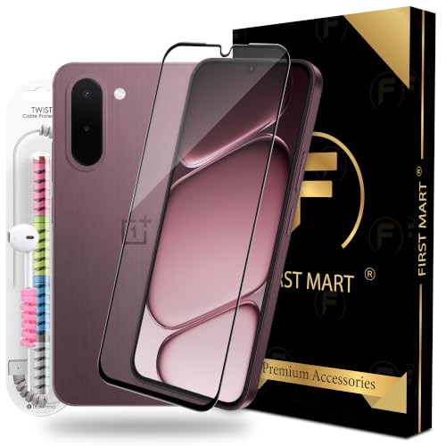 Image of FIRST MART Tempered Glass for OnePlus N6x, 9H 0.3 mm Full-Glue Screen Protector with Cable Protector, 3D Edge-to-Edge, HD Clear, Case-Friendly, Black, Pack of 1