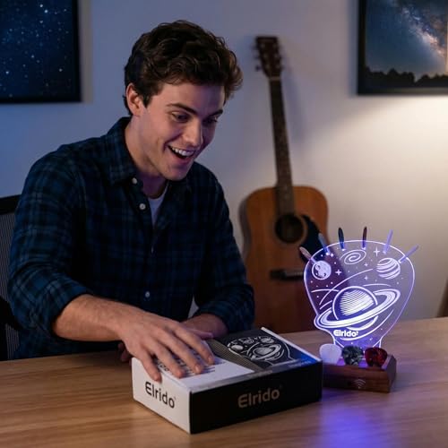 Elrido Guitar Pick Holder with Cosmic-Themed Glowing Design, Heart-Shaped Display Case for Picks Storage, USB Powered Guitar Accessories, Unique Gift for Guitar Players, Collectors, Performers (Blue) by Elrido - Image 9