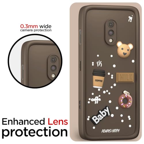 Image of Bintage Back Cover Compatible for OnePlus 6T | Cute 3D Taddy Ball Bear Milk Cake Coffee Silicon Case Full Body & Camera Protection - Brown