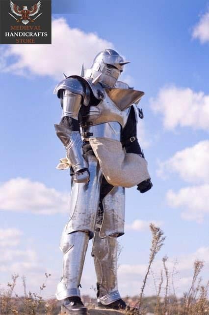 Medieval Mandalorian Alphonse Elric Full Metal Alchemist Battle Warrior Full Body Armor Costume, Standard, Silver
