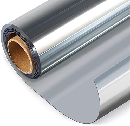 Film fenetre Autocollant Anti Regard Film Miroir Fenêtre sans Tain Anti Chaleur Anti UV Protection de la Vie Privée pour Fenêtre Bureau Maison (40x400cm,Argent) Cover