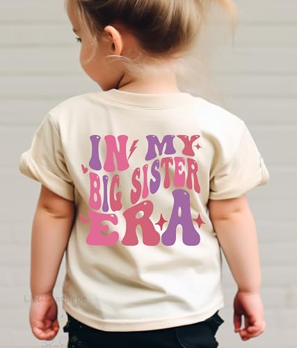 In My Big Sister Era Shirt, Sibling Reveal, Pregnancy Announcement Shirt, Baby Shower Gift, Toddler Girl Outfit, Trendy Retro Toddler Outfit,4
