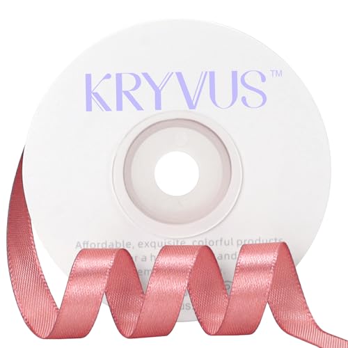 Rose Gold Satin Ribbon 3/8 inch X Continuous 25 Yards, Single Face Polyester Ribbon Perfect for Gift Wrapping, Flower Bouquet, Wedding Decor, Crafts, Bow Making, Sewing and More
