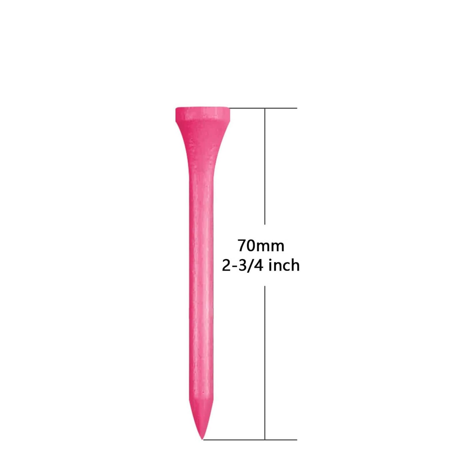 Drewniane koszulki golfowe 2-3/4" 100 sztuk, długie koszulki golfowe (różowe, 70 mm)