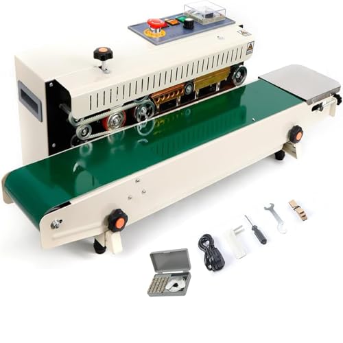 VonVVer FR-900 Macchina di sigillatura automatica industriale - Saldatrice continua per bottino di plastica 500W Automatica continua sigillatrice a caldo