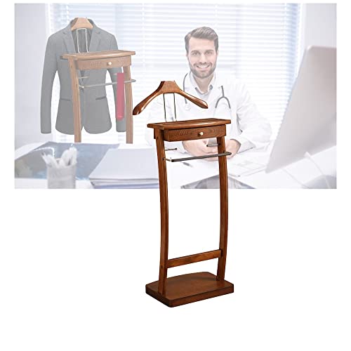 Yirunfa Herrendiener Kleiderständer Stummer Diener in Holz und Metall Herrendiener für Schlafzimmer mit Base, für Männer- oder Damenkleidung 44.4x30x112.2cm Cover