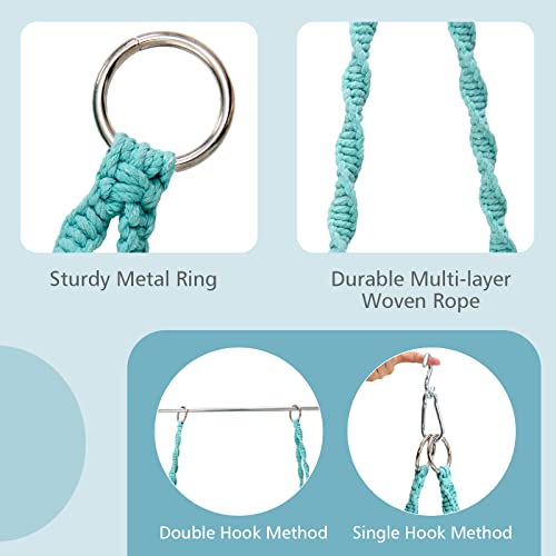 Giantex Hammock Chair Macrame Swing - Hanging Chair With Cushion And Hardware Kit, 330 Lbs Weight Capacity, Indoor Swing For Hammock Stand, Patio, Balcony, Living Room Hammock Swing (Turquoise) #TOP1