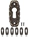 FUXXER® - 6 placas de llave antiguas, rosetas de cerradura, herrajes para cerradura, agujero para llave, latón vintage, bronce, estilo modernista, diseño Art Deco, 6 unidades, 38 x 16 mm.