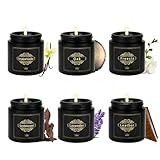 Scented Candles Gift Sets for Men, 6 Pack Soy Candles for Home Scented, Dad Gifts for Fathers Day, Boyfriend, Men Candles Sets Scents of Lavender/Oak/Sandalwood/SmokedVanilla/Leather/Freesia