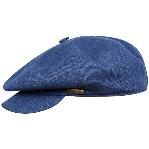 Sterkowski Vigo Newspaper Boy Hat Mens | Linen Classic Gatsby Hat | Stylish Cap for Summer Linen Hat for Men 8 Panel Cap Mens Retro Fashion 56 cm Blue