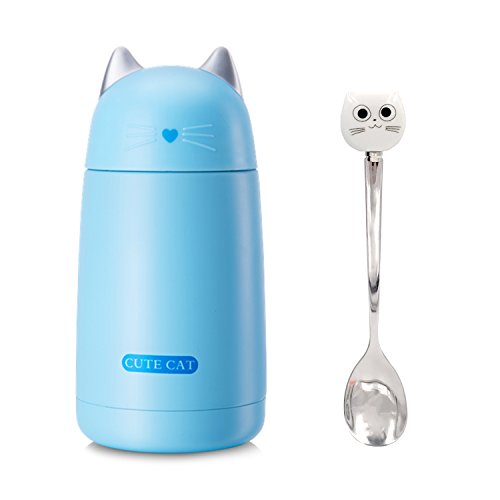 11/17oz mignon chat tasse en acier isolé sous vide Mini bouteille d'eau de bande dessinée voyage...