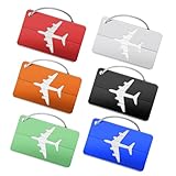 GNALIA Identificador De Maletas 6 Unidades Negro Plata Verde Azul Rojo Naranja Aluminio Dimensiones 7.5Cm X 4.5Cm Pvc Impermeable Con Anillos Acero Para Equipaje Viaje
