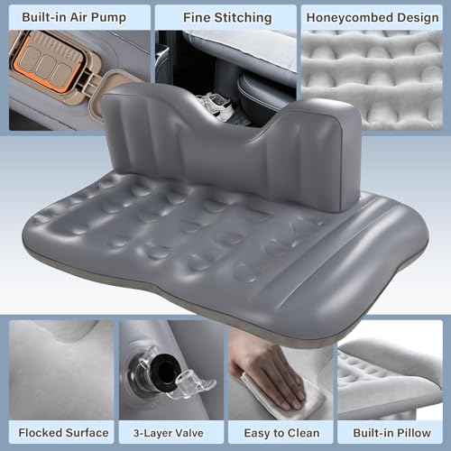 Image of Coverado Car Air Mattress Back Seat, Portable Wireless Inflatable Bed with Built in Air Pump&Pllow, Storage Bag, Patch Kit, Universal Back Seat Bed Sleeping Pad Fit Most Car Suvs, L-51,W-32