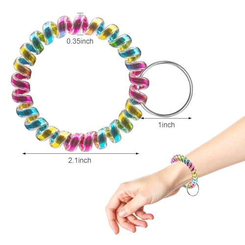 Image of TENOC Spiral Coil Keychain, Anti-lost Key Chain Holder Lanyard Cord for Sauna Outdoor Sports and Gym Pool