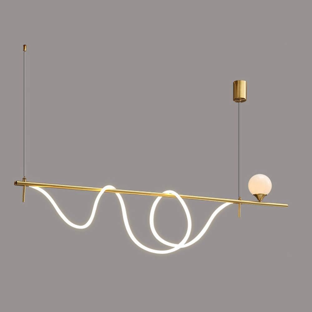ASerZenith Modern Led Linear All Copper Led Pendant Lights Dimmable Led Chandelier Above Dining Table Hanging Pendant,150Cm