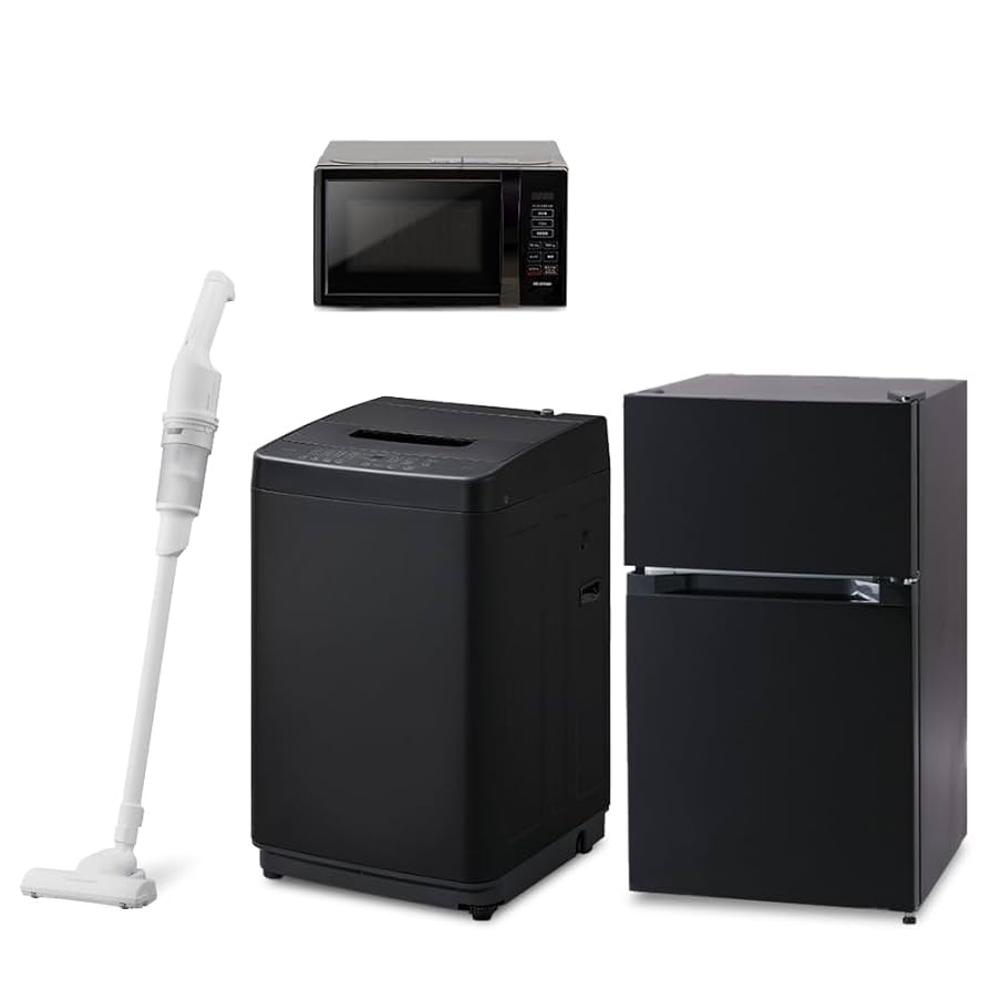 冷蔵庫、洗濯機、レンシレンジ、掃除機の4点セット