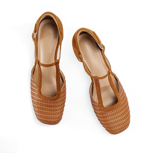 Closed Toe Heels for Women Dressy Low Chunky Heel Square Toe Mary Jane Pumps Dress Shoes for Wide Feet Daily Casual