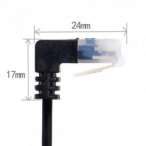 Vista 4 de cablecc Cable Ethernet Cat6 ultra delgado RJ45 en ángulo hacia abajo a recto UTP Cable de red Cable de conexión de 90 grados Cat6a LAN para portátil