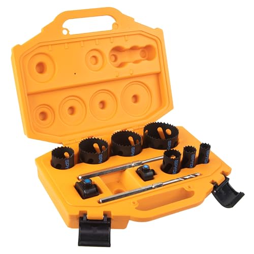 Spyder 11-Piece Bi-Metal Hole Saw Kit, 7 Hole Saws, Hex8 and Hex10 HSS Pilot Bits, and Hex8 and Hex10 Arbors, Rapid Core Eject Arbor System
