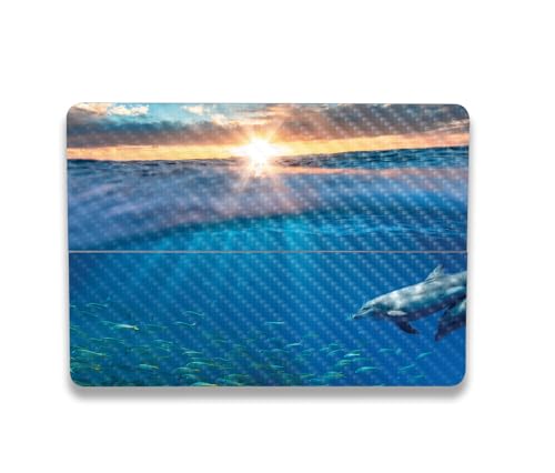 Image of MightySkins Carbon Fiber Skin Compatible with Microsoft Surface Laptop Studio 2 (2023) Full Wrap Kit - Tranquil Swim | Protective, Durable Textured Carbon Fiber Finish | Made in The USA