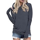 Pullover Hoodies with Thumb Holes for Women Long Sleeve Running Yoga Workout Tops Spring Fall Athletic Hooded Shirts, #01 Dark Gray,Large