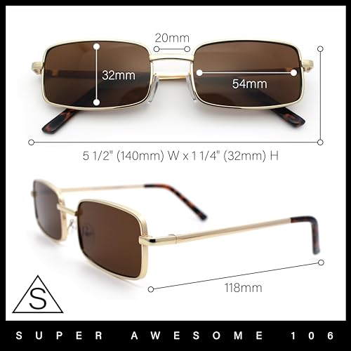 SA106 Mens Retro Vintage Narrow Rectangular Pimp Metal Sunglasses4
