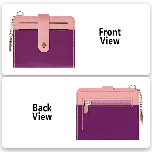 Image of Airkit Small Wallet Women RFID, PU Leather Card Holder with Keychain | Slim Compact Zipper Coin Purse for Ladies, Travel Holiday Gifts for Mom, Cute Mini Bifold Wallets