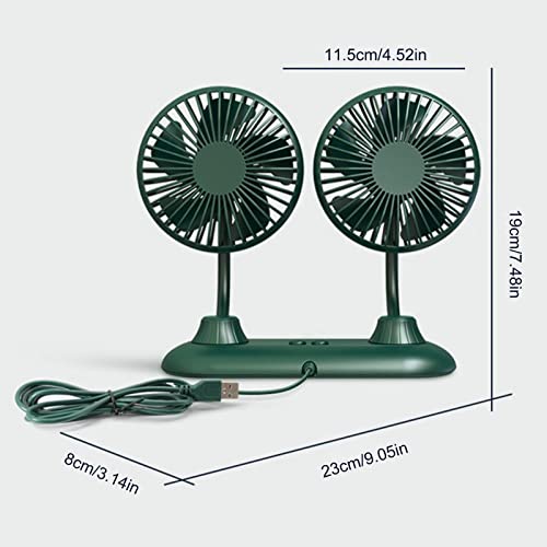 Small USB Car Fan - Portable Vehicle Fan - Rotatable Dual Head, Strong Wind, Ultra Quiet Operation,