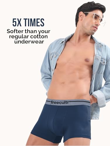 Image of Freecultr Men's Cotton Trunks | Breathable & Moisture Absorbing | Soft Comfort Fit | Everyday Innerwear